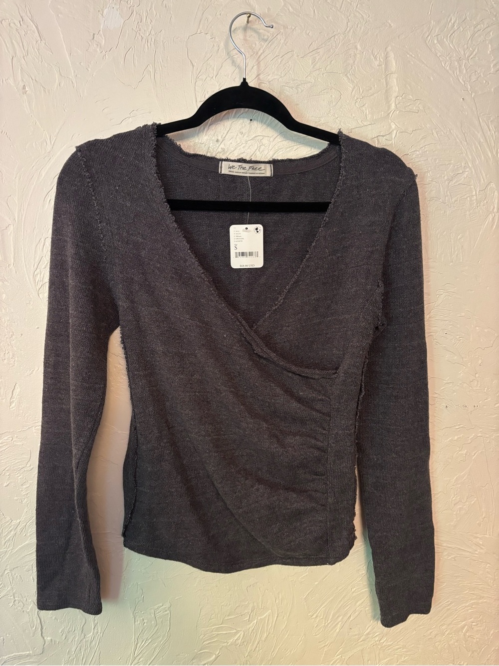 NWT We The Free Charcoal Gray Wrap Long Sleeve Top